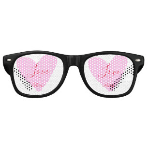 Pink heart love happy Valentine's day text red nam Retro Sunglasses