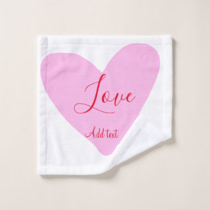 Pink heart love happy Valentine's day text red nam Wash Cloth