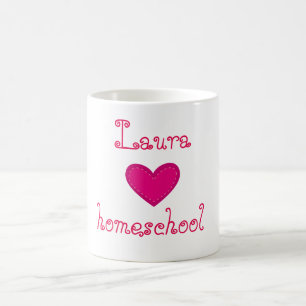 Pink heart love homeschool coffee mug
