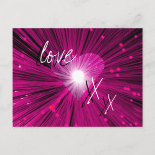 Pink Heart 'love & kisses' postcard
