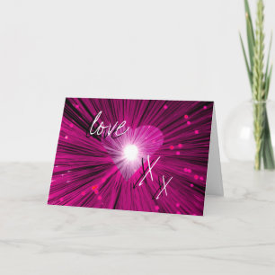 Pink Heart 'love & kisses' Valentine's Day card
