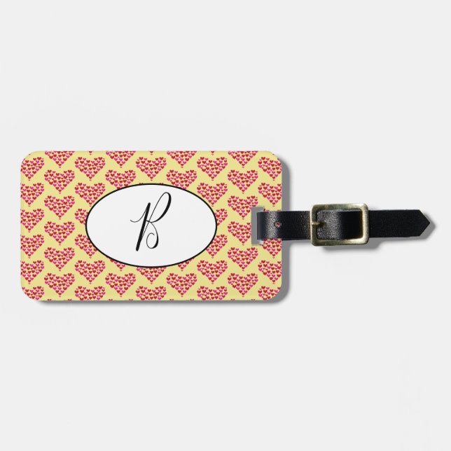 Pink Heart Love Luggage Tag (Front Horizontal)