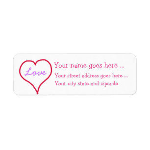 Pink Heart love Return Address Labels
