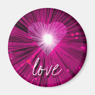Pink Heart 'love' round fridge magnet