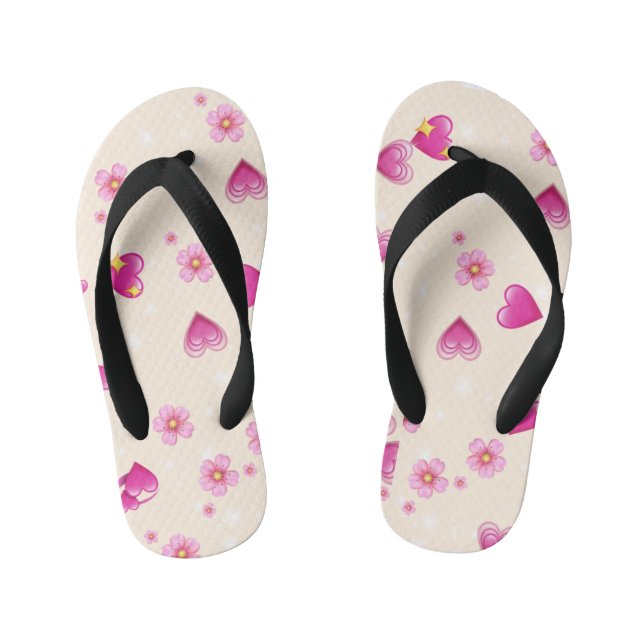 "Pink Heart Love Slippers" Kid's Thongs (Footbed)