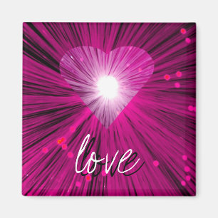 Pink Heart 'love' square fridge magnet