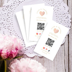 Pink Heart Love & Thanks Supporting Small Business Business Card