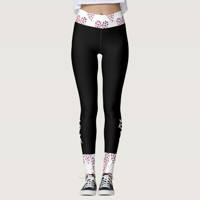Pink Heart Love Women's Leggings (Front)