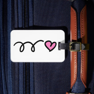 Pink heart luggage tag