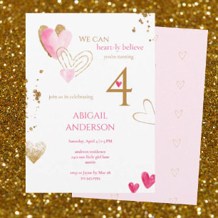 Pink Heart-ly Believe Birthday Party III Invitation