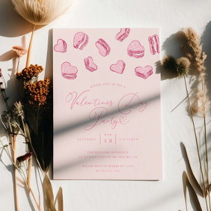 Pink Heart Macaron Valentine's Day Party Invitation