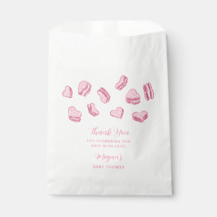 Pink Heart Macarons Baby Shower Favour Bag