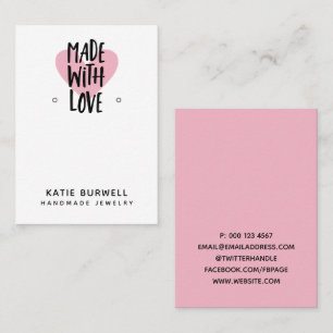 Pink Heart Made With Love Earring Display Business Card