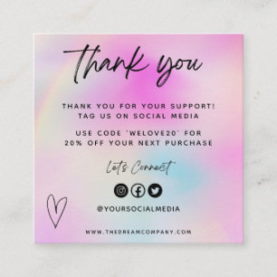 Pink Heart Media Insert Thanks Mini Business Card