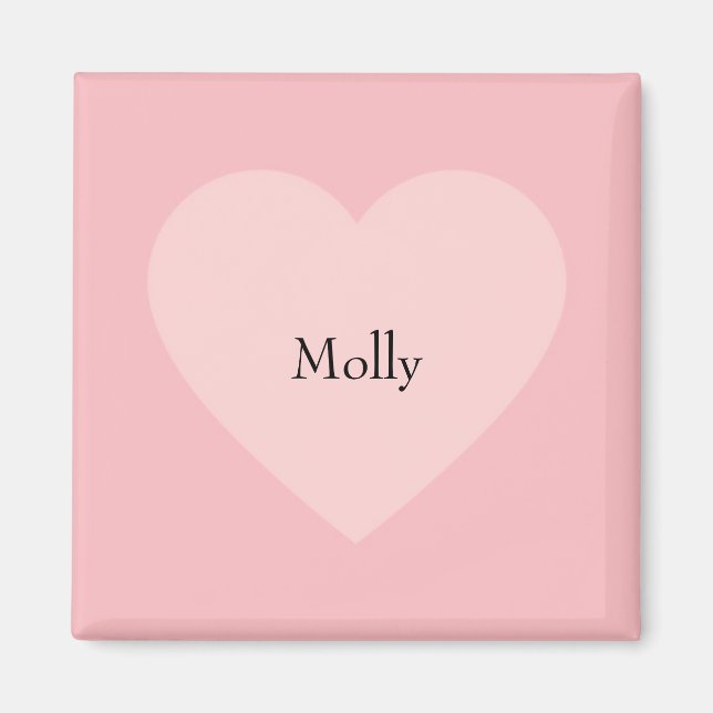 Pink Heart Minimalist Design With Name Magnet (Front)