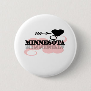 Pink Heart Minnesota 6 Cm Round Badge