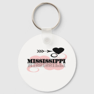 Pink Heart Mississippi Key Ring