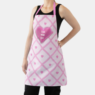 Pink Heart Modern Plaid Collection Apron