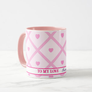 Pink Heart Modern Plaid Collection Mug