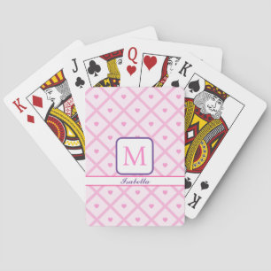 Pink Heart Modern Plaid Collection Playing Cards
