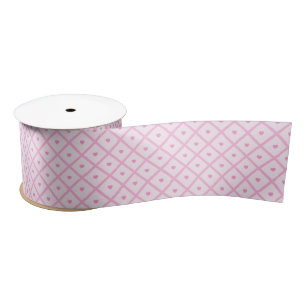 Pink Heart Modern Plaid Collection Satin Ribbon