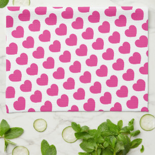 Pink Heart Modern Sweet Love Notes Fun Tea Towel
