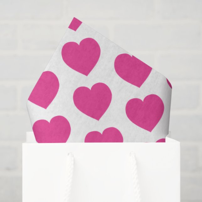 Pink Heart Modern Sweet Love Notes Fun Tissue Paper (Gift Bag)