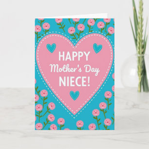 Pink Heart Mothers Day Illustration Card