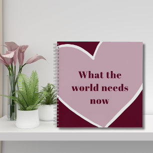 Pink Heart Motivational Quote Maroon Notebook