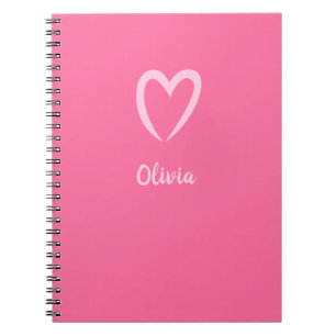 Pink Heart Name Minimalist Notebook