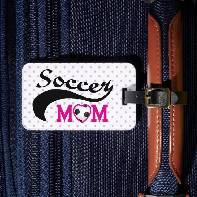 Pink Heart O Soccer Mum Luggage Tag (Front Insitu 4)