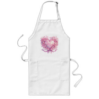 Pink Heart of Love Long Apron