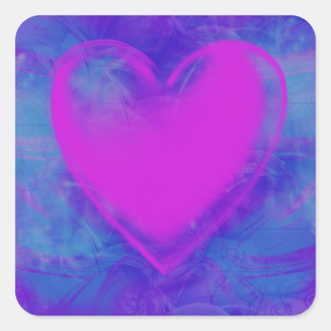 Pink Heart of Love Square Sticker (Front)