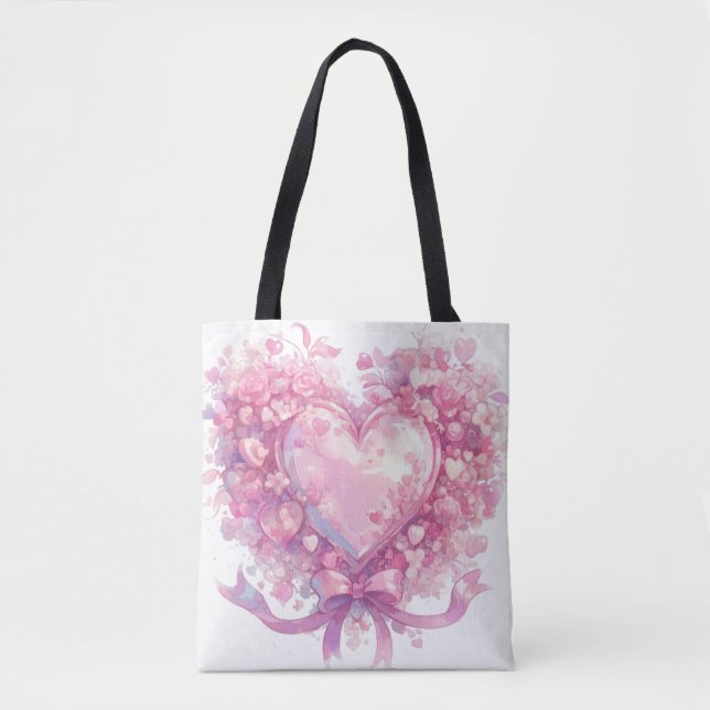 Pink Heart of Love Tote Bag (Front)