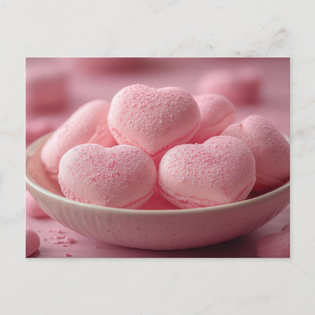 Pink heart of Macarone Valentine's Day Postcard (Front)