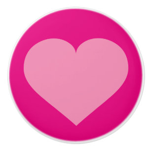 Pink heart on Pink Ceramic Knob