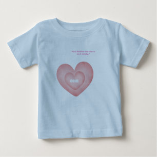 Pink Heart "ONE" First Birthday Baby T-Shirt