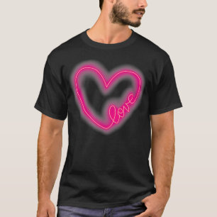 Pink Heart Outline Love Design  T-Shirt