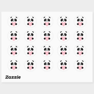Pink Heart Panda Classic Round Sticker