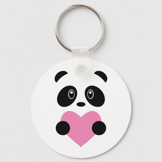 Pink Heart Panda Key Ring (Front)