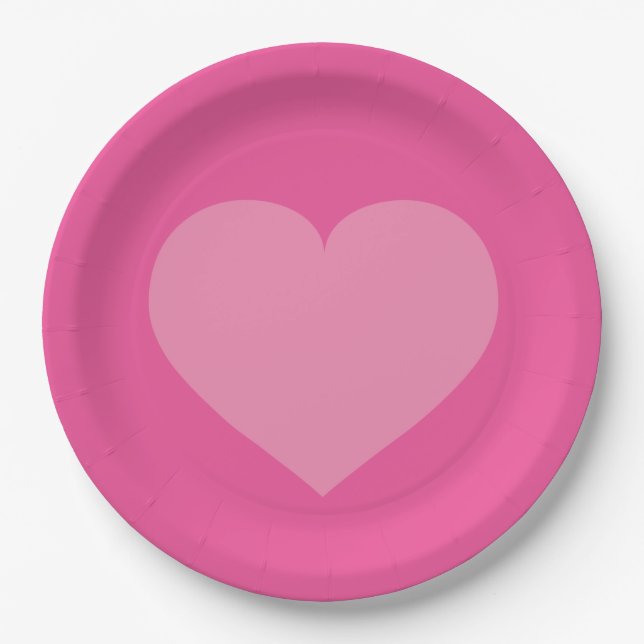 Pink Heart Paper Plate (Front)