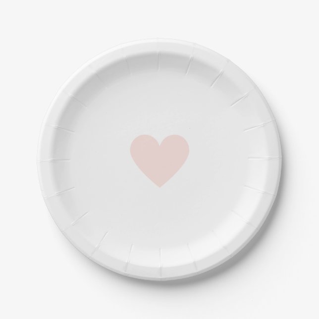 Pink Heart Paper Plate (Front)