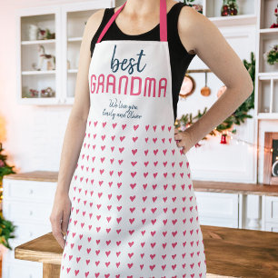 Pink Heart Pattern Best Grandma Mother`s Day  Apron