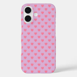  Pink Heart Pattern  iPhone 16 Case