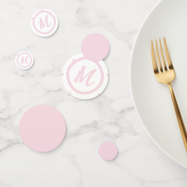 Pink Heart Pattern Girly Romantic Monogrammed Confetti (Group)