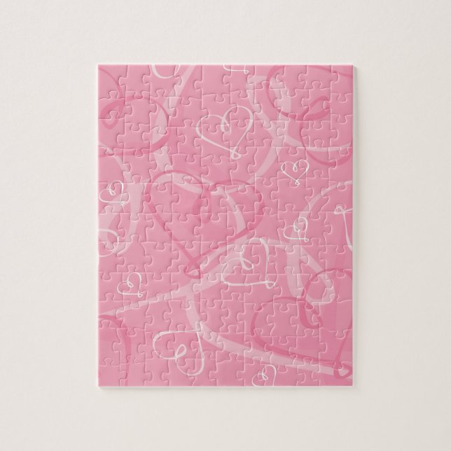 Pink heart pattern jigsaw puzzle (Vertical)