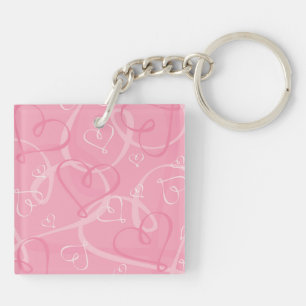 Pink heart pattern key ring