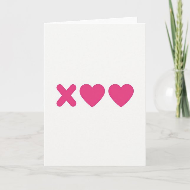 Pink Heart Pattern Love Card (Front)
