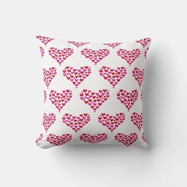 Pink Heart Pattern Love Graphic Cushion (Front)