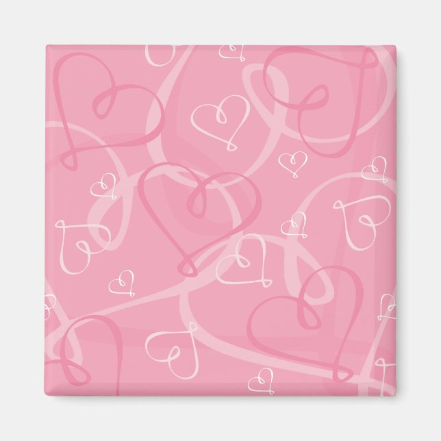 Pink heart pattern magnet (Front)